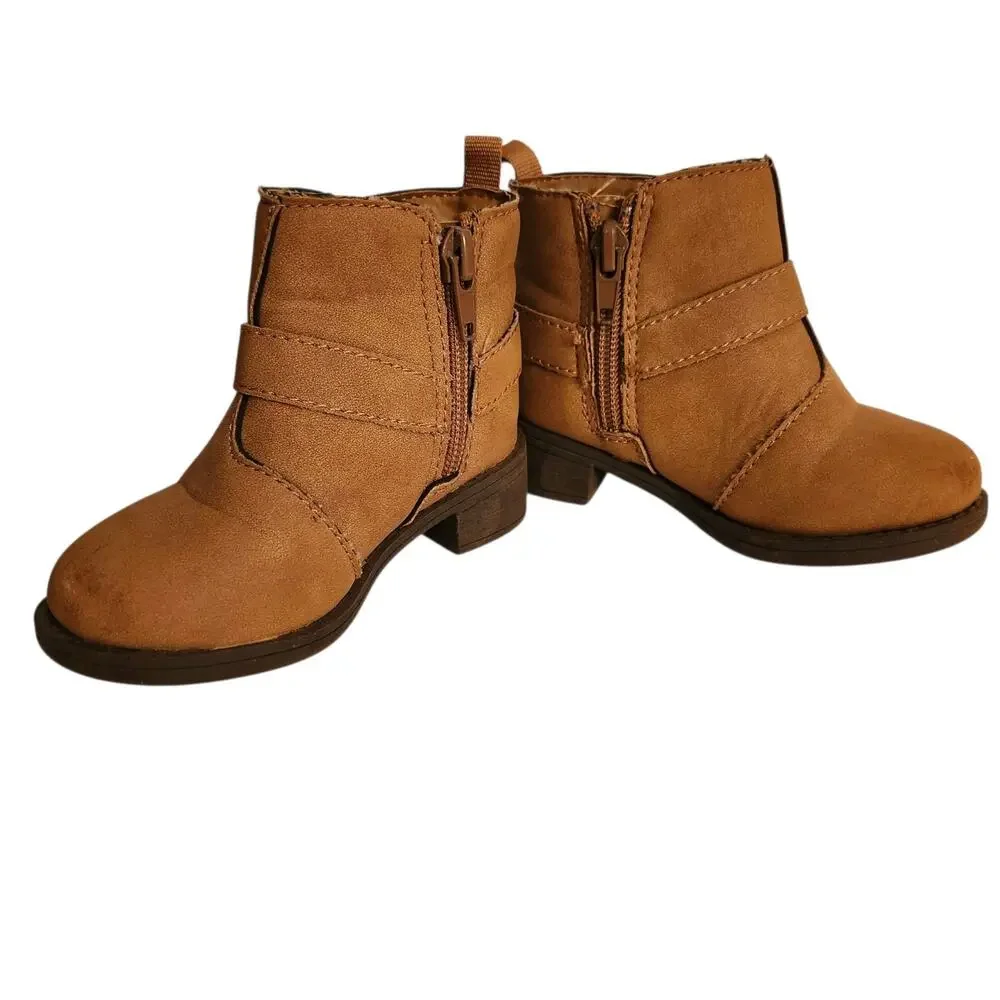 Oshkosh Toddler Girls Ankle Boots Size 5m Brown Zipper Pull Tag